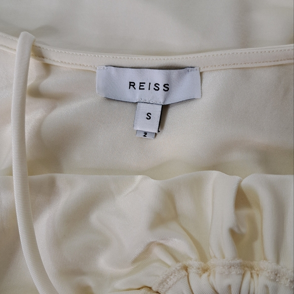 Reiss Cierra Elegant Cream Strappy Off-Shoulder Short Sleeve Top Size Small - Picture 4 of 13